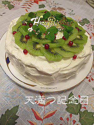 夏の手作り誕生日ケーキ 簡単デコレーションでハーブとキウイの爽やかショートケーキ 天満つ記念日
