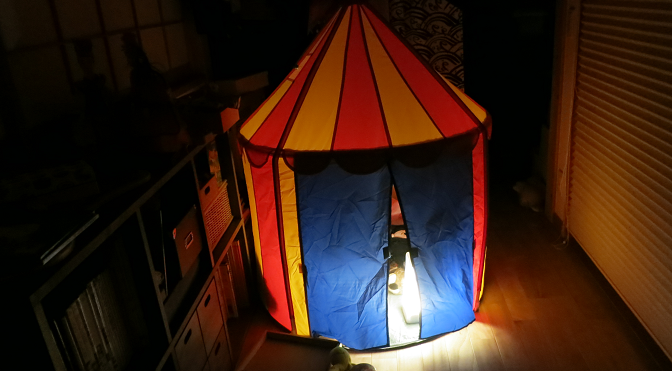 幻想的なイケアの子供用室内テント。インテリアを損なわないデザイン、そしてたためる！